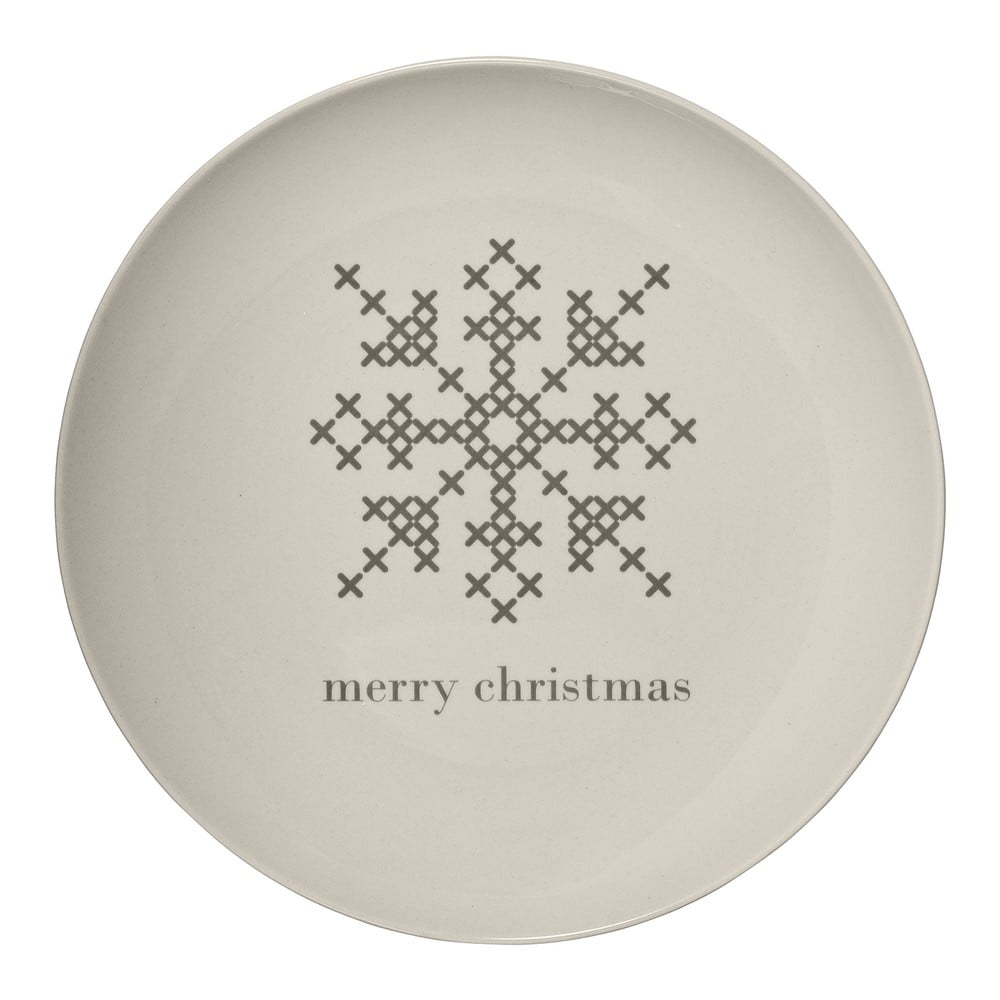 Cross Christmas fehér agyagkerámia tányér