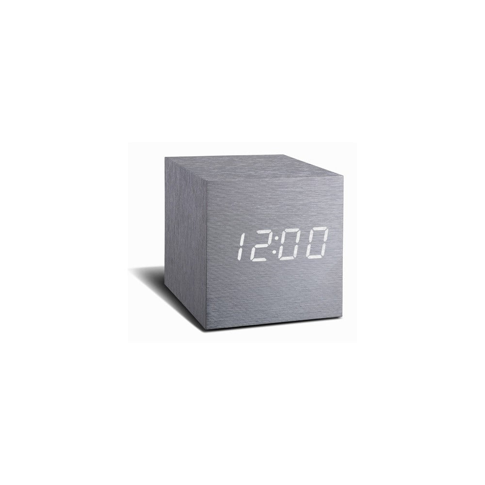 Cube Click Clock szürke ébresztőóra fehér LED kijelzővel - Gingko