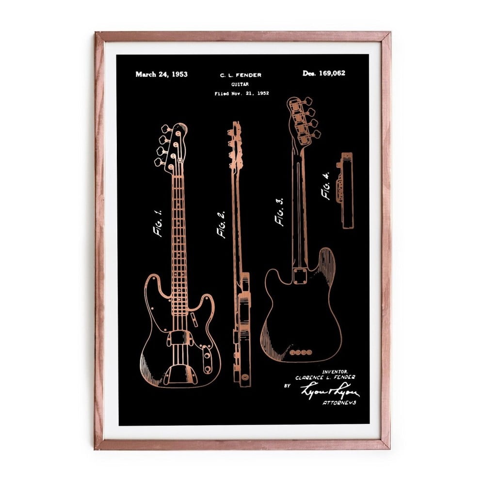 Fender Guitar keretezett plakát