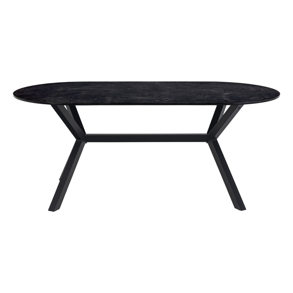 Laxey fekete étkezőasztal üveg asztallappal