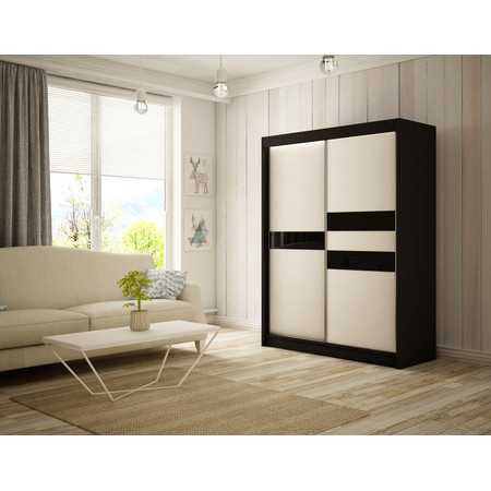 Arrow Gardróbszekrény - 120 cm Fekete Fekete matt / fehér matt Furniture