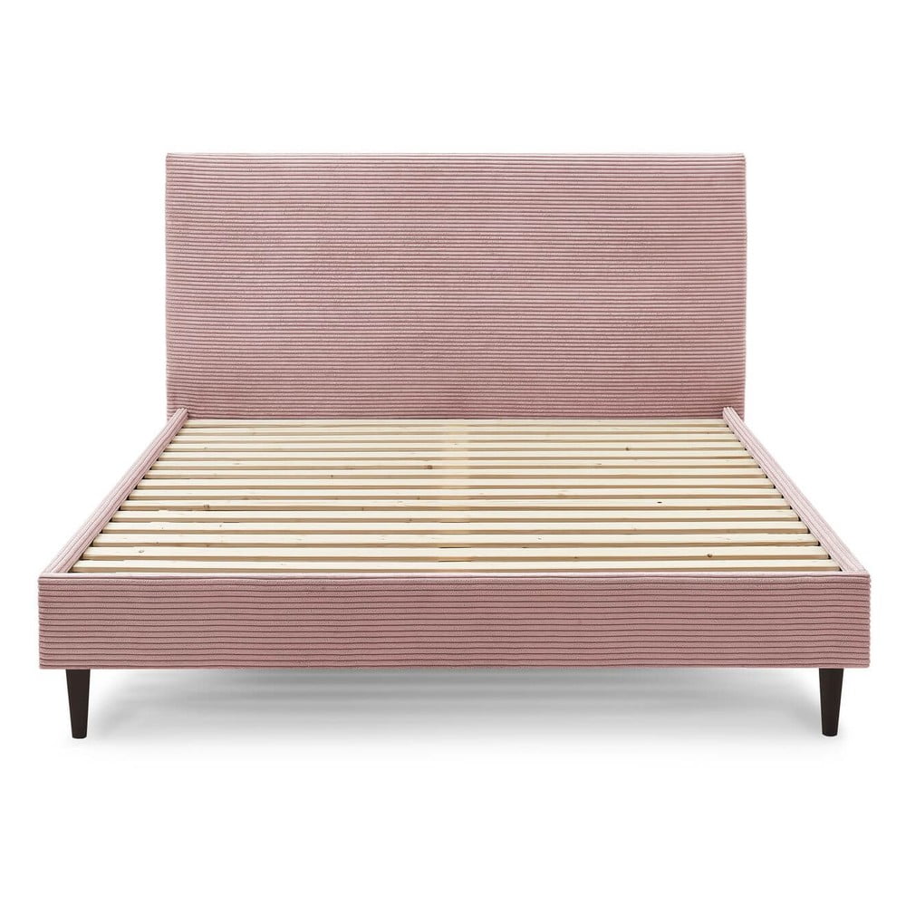 Anja Dark rózsaszín kordbársony kétszemélyes ágy