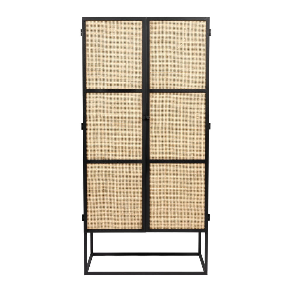 Fekete rattan magas komód 70x145 cm Guuji - White Label