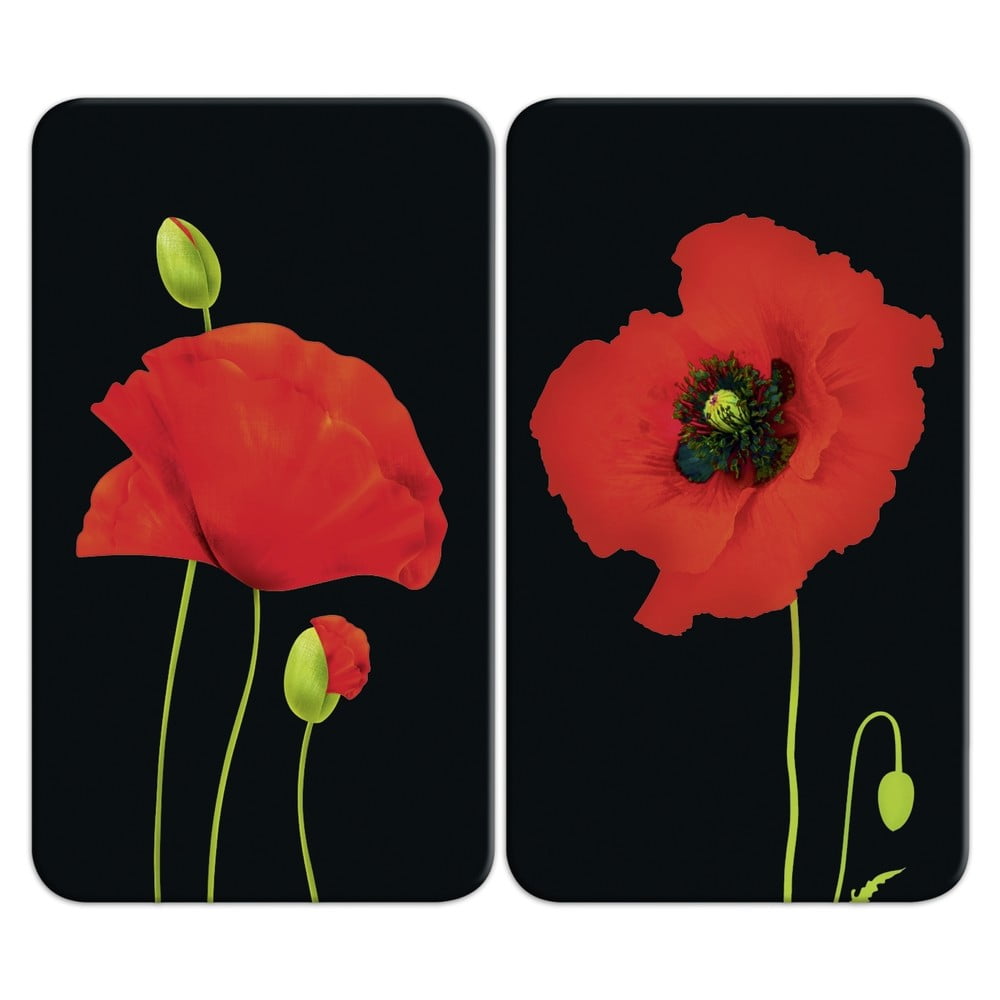 Kályha burkolatok 2 darabos szettben edzett üvegből 52x30 cm-es méretben Poppy - Maximex
