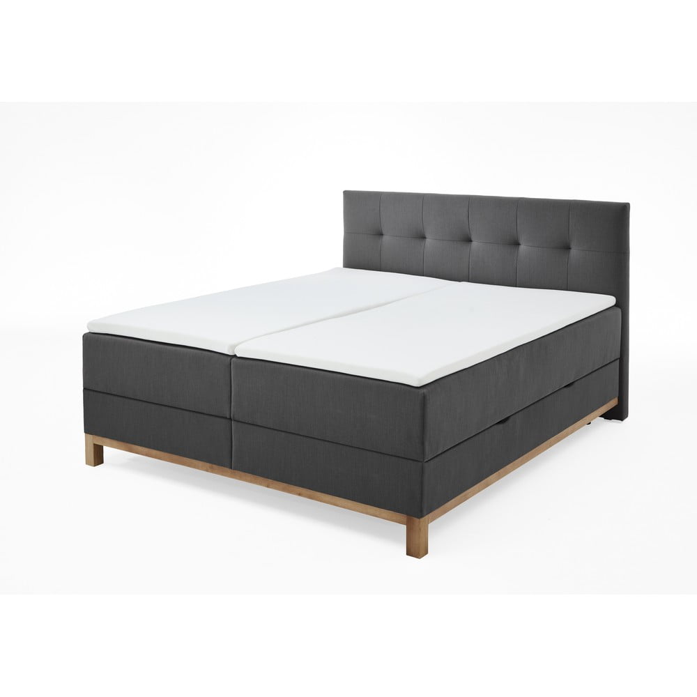 Sötétszürke boxspring ágy tárolóhellyel 180x200 cm Catania - Meise Möbel