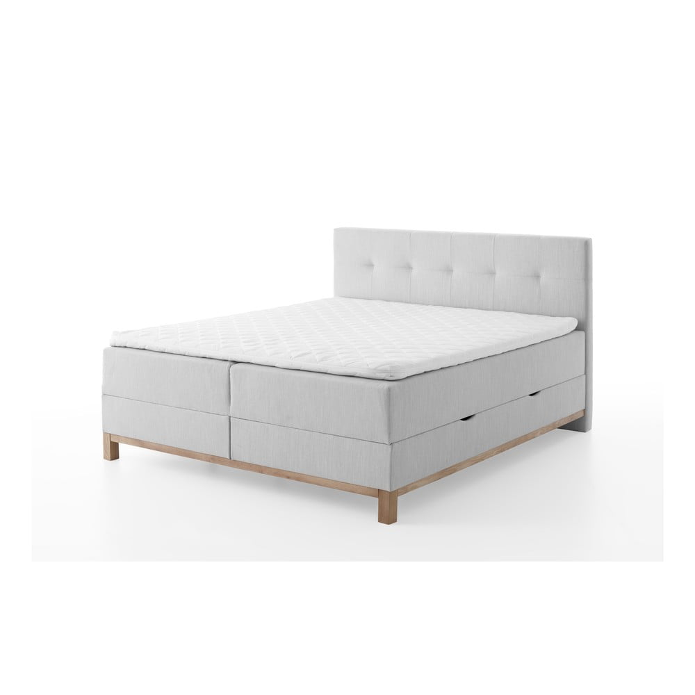 Világosszürke boxspring ágy tárolóhellyel 160x200 cm Catania - Meise Möbel