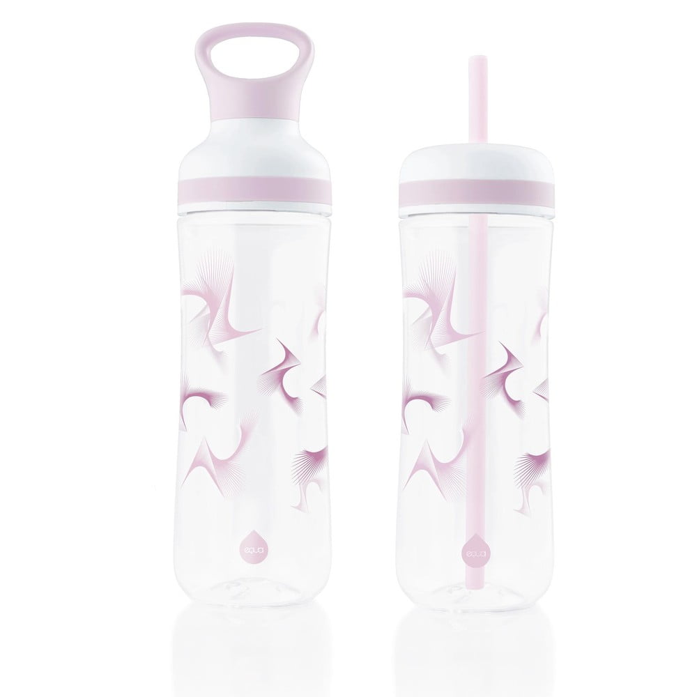 Fehér-lila vizespalack fedéllel és szívószállal 800 ml Flow Wave 2in1 - Equa