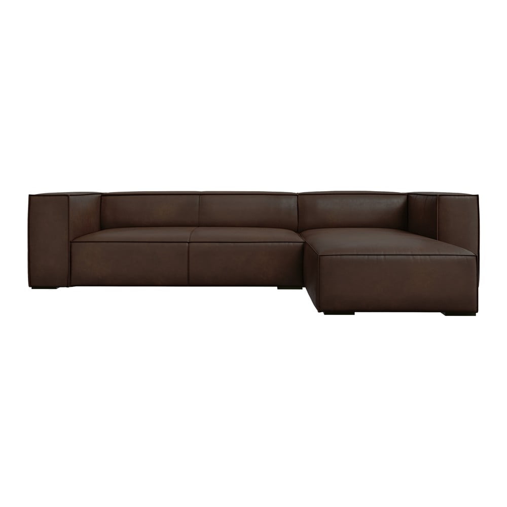 Sötétbarna bőr sarokkanapé (jobb oldali) Madame – Windsor & Co Sofas