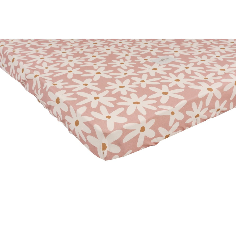 Gumis pamut gyerek lepedő babaágyhoz 80x160 cm Blush Daisies – Malomi Kids