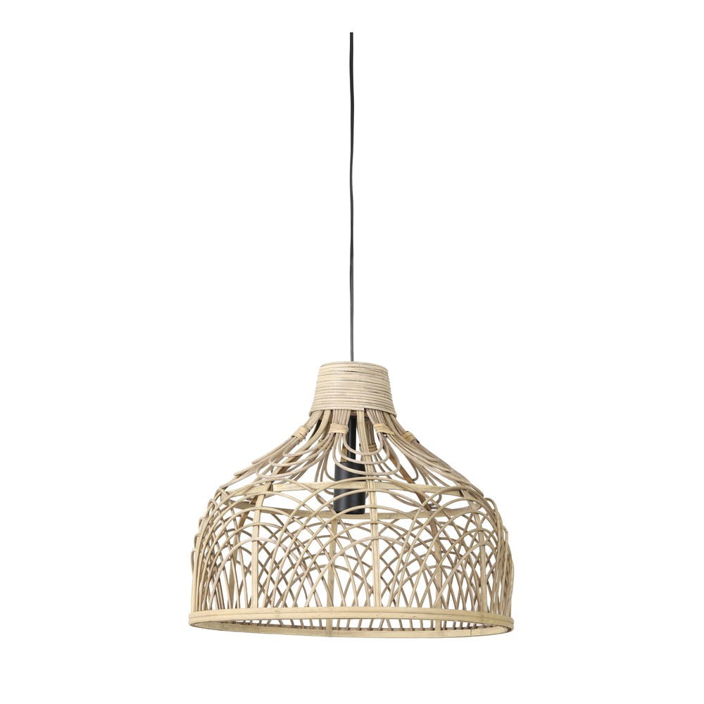 Natúr színű mennyezeti lámpa rattan búrával ø 42 cm Pocita – Light & Living