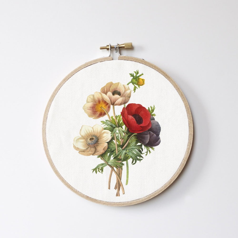 Stitch Hoop Flowers fali dekoráció