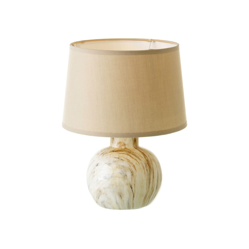 Bézs kerámia asztali lámpa textil búrával (magasság 26
