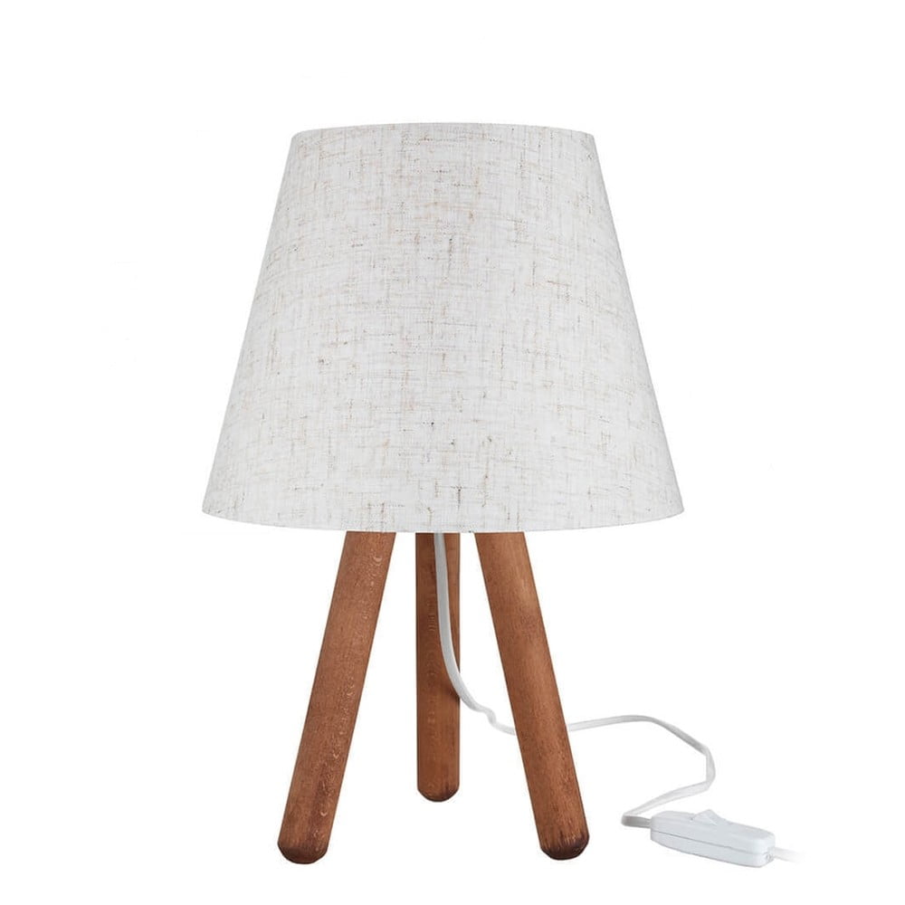 Fehér-natúr színű asztali lámpa textil búrával (magasság 33