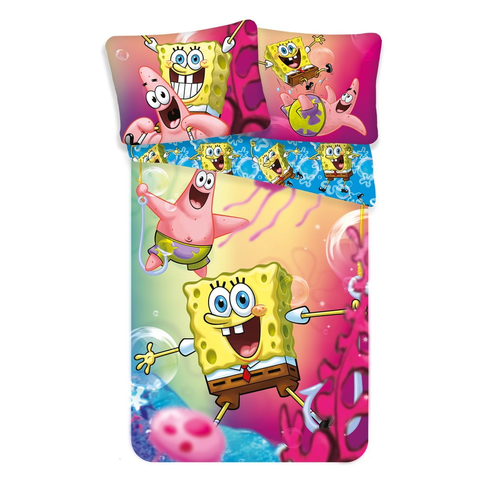 Egyszemélyes pamut gyerek ágyneműhuzat 140x200 cm Sponge Bob – Jerry Fabrics