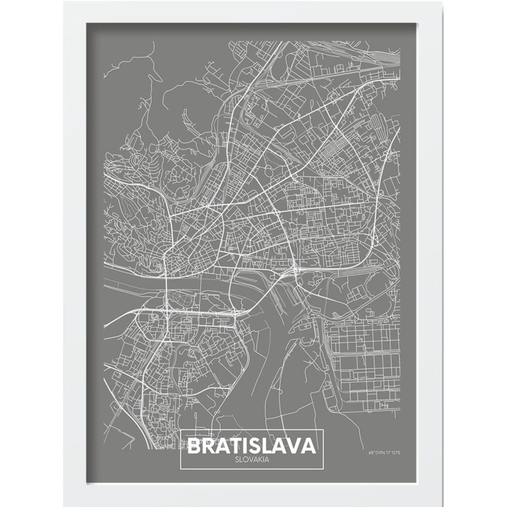 Keretezett poszter 40x55 cm Bratislava – Wallity