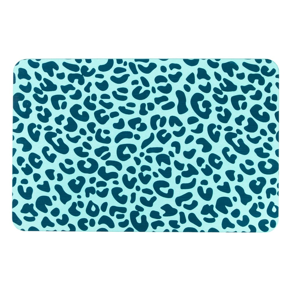 Világoskék fürdőszobai kilépő 39x60 cm Leopard – Artsy Doormats