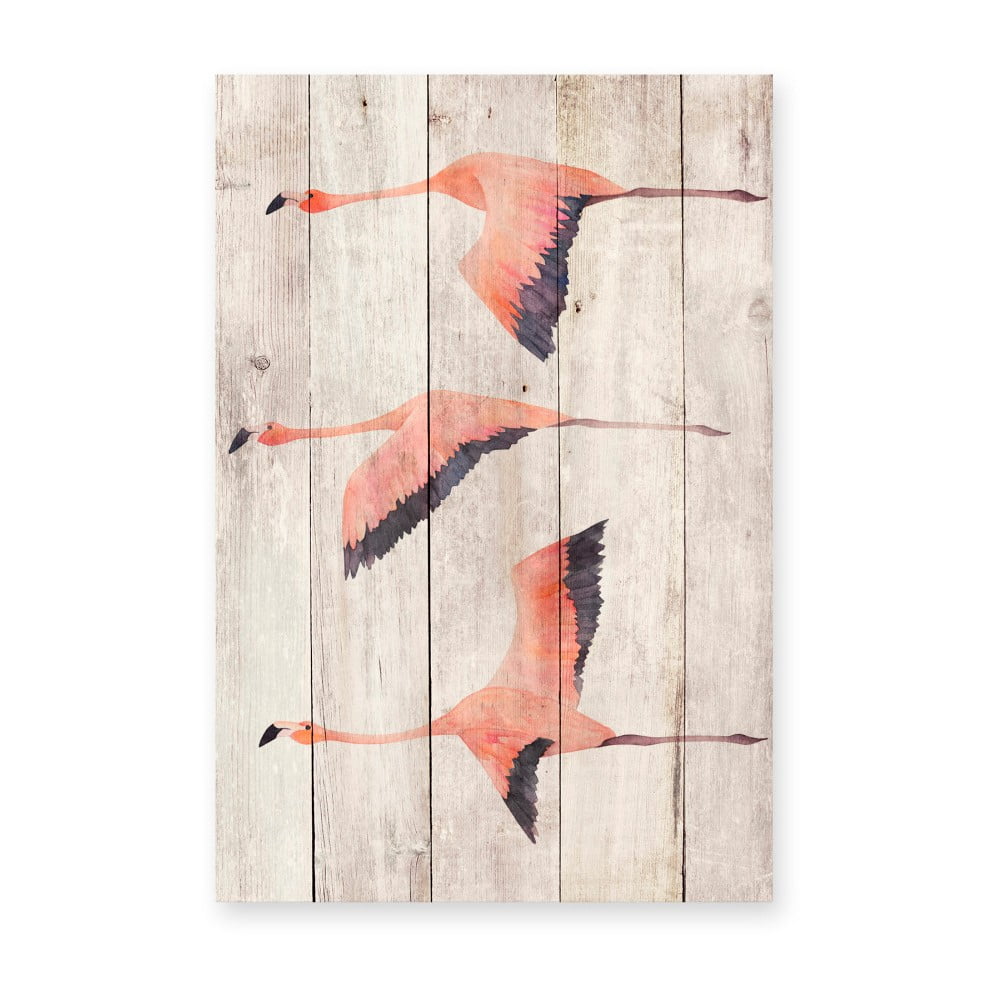 Flying Flamingo fali dekoráció borovi fenyőből