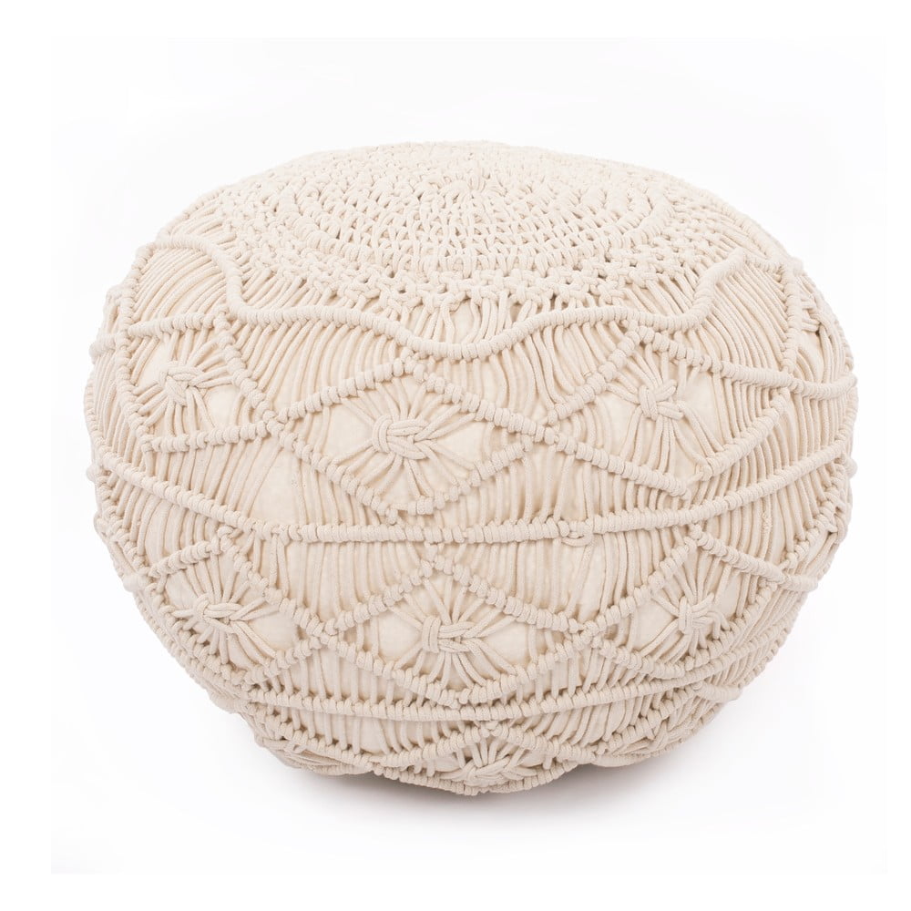 Macramé bézs puff