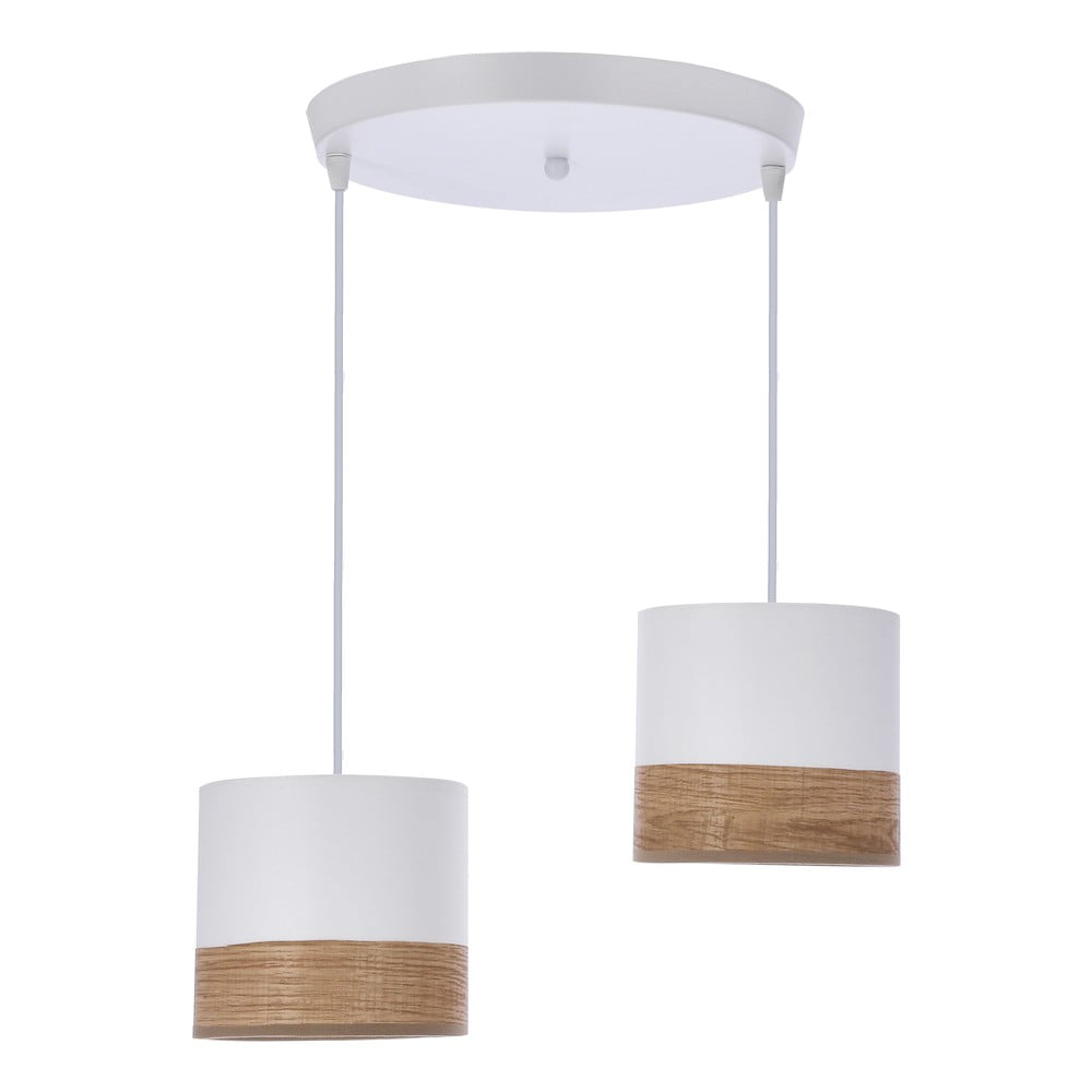 Fehér függőlámpa textil búrával-furnér búrával ø 15 cm Bianco – Candellux Lighting