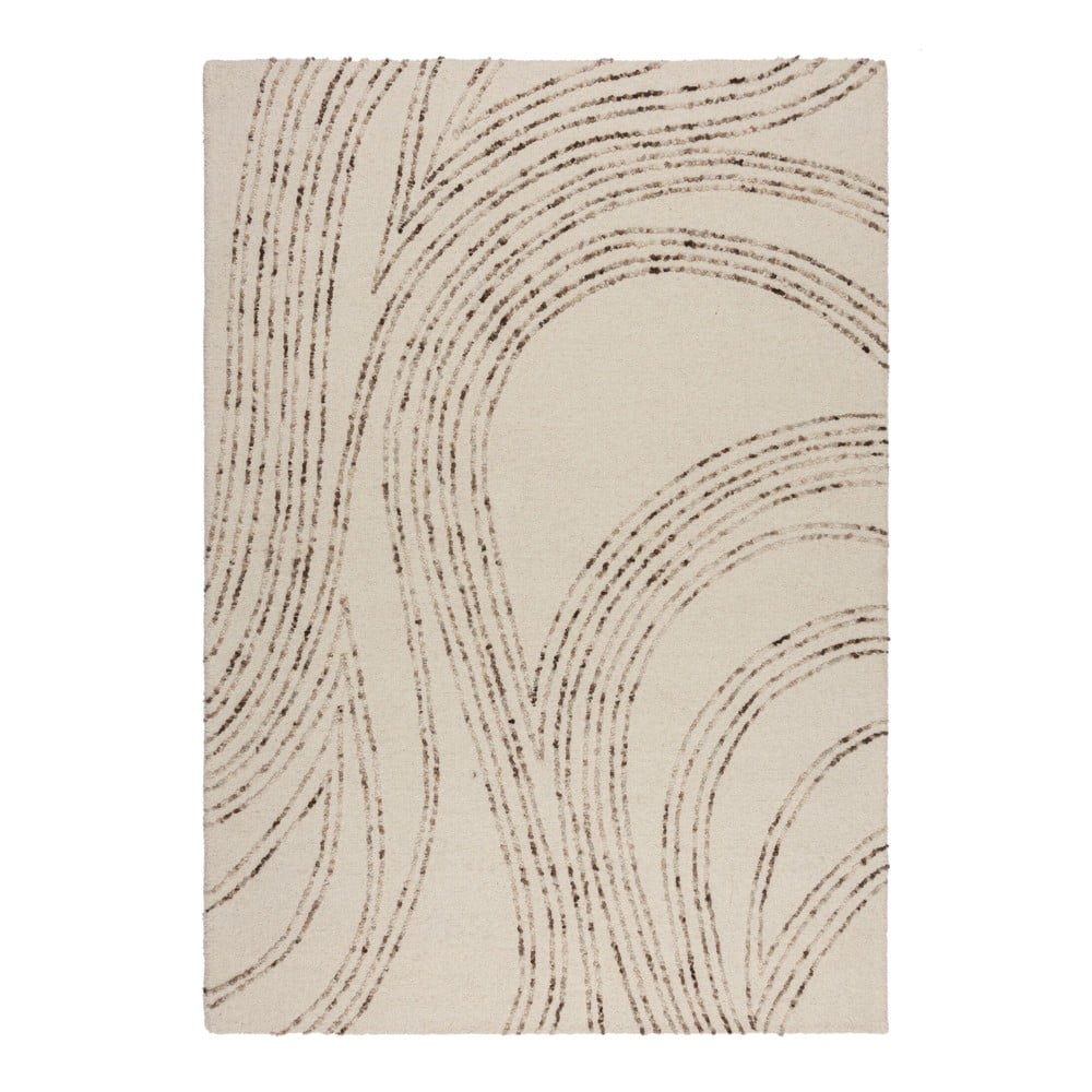 Barna-krémszínű gyapjú szőnyeg 200x290 cm Abstract Swirl – Flair Rugs