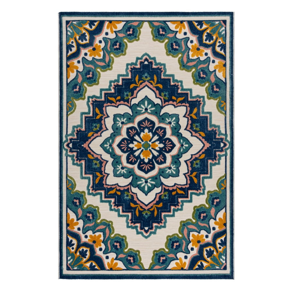 Kék kültéri szőnyeg 200x290 cm Beach Floral – Flair Rugs