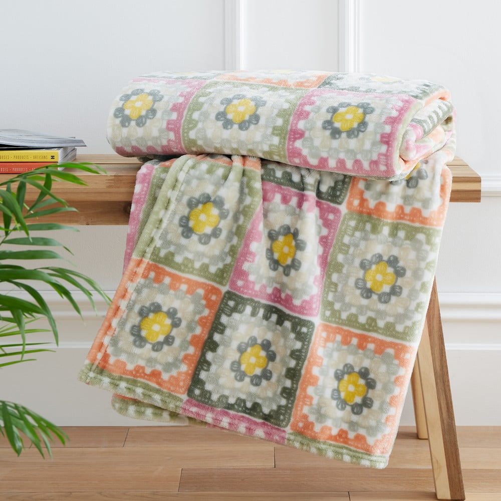 Mikroplüss takaró 130x170 cm Crochet Print Cosy – Catherine Lansfield