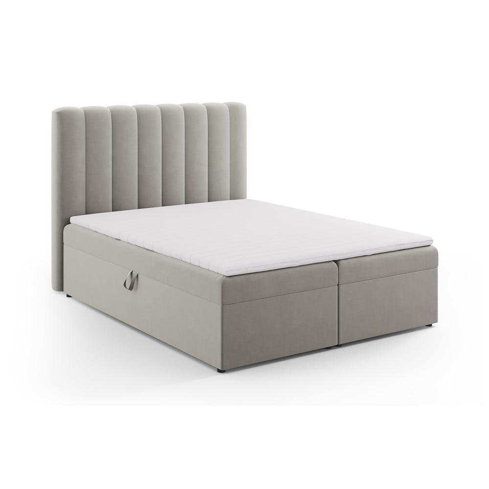 Szürke boxspring ágy tárolóhellyel 160x200 cm Gina – Milo Casa