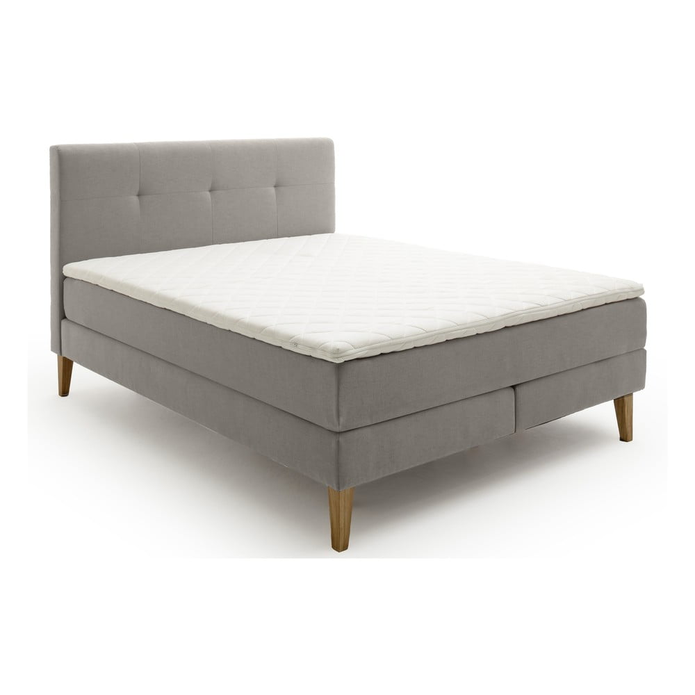 Világosszürke boxspring ágy 160x200 cm Stockholm – Meise Möbel