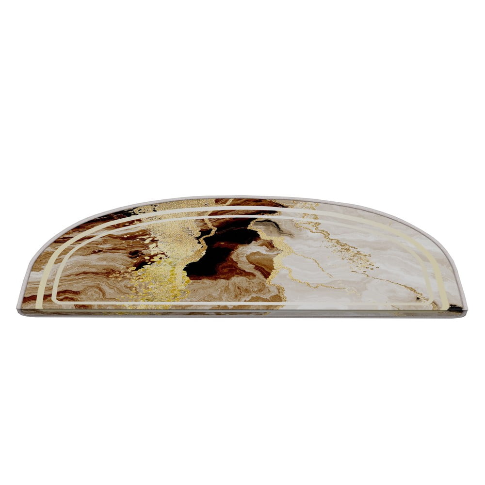 Barna-krémszínű lépcsőszőnyeg szett 16 db-os 20x65 cm Golden Marble – Vitaus