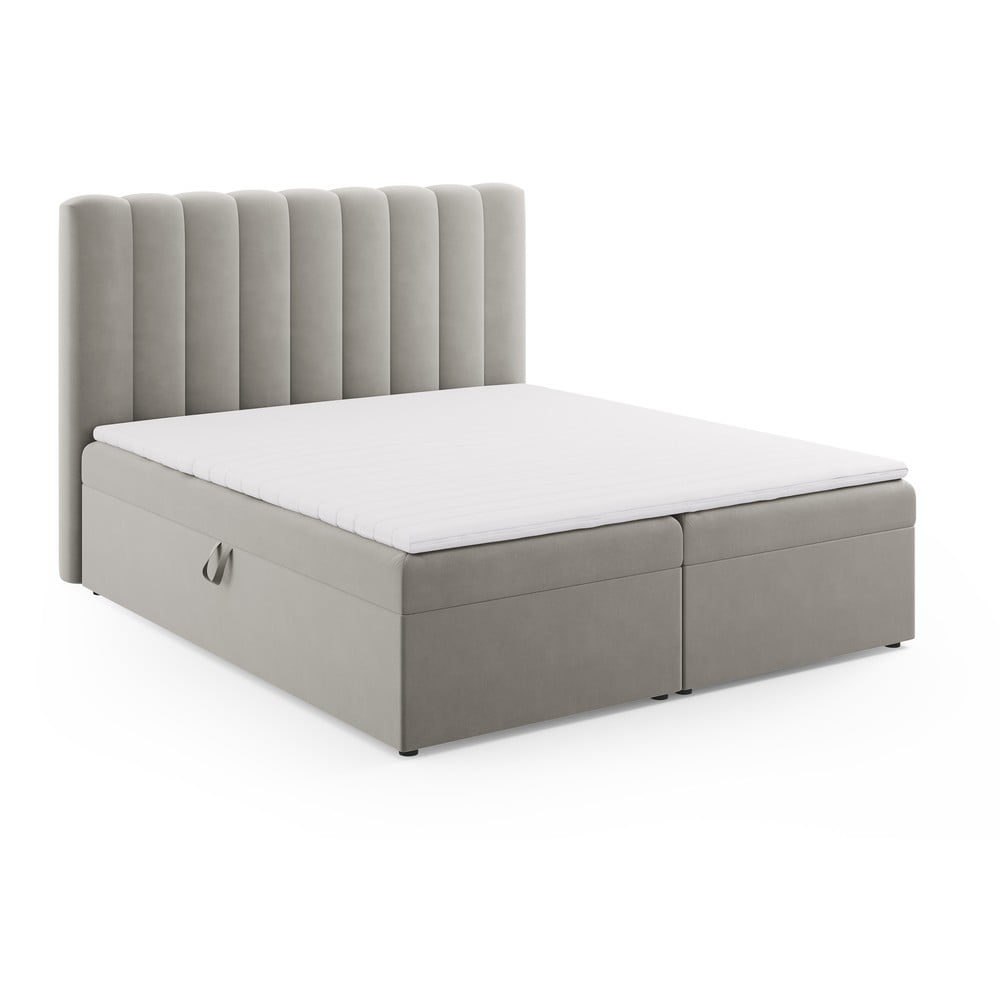 Szürke boxspring ágy tárolóhellyel 180x200 cm Gina – Milo Casa