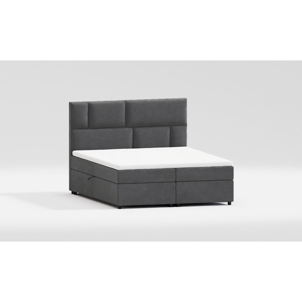 Szürke boxspring ágy tárolóhellyel 200x200 cm Lola – Ropez