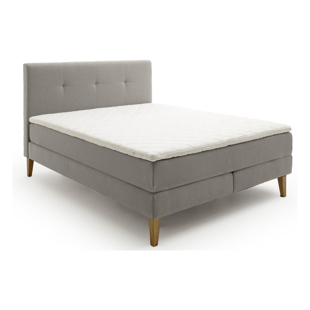 Világosszürke boxspring ágy 180x200 cm Stockholm – Meise Möbel