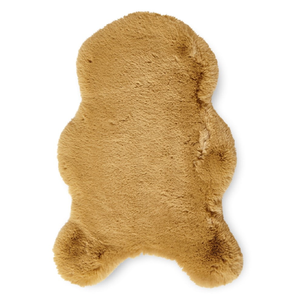 Mustársárga szintetikus szőrme szőnyeg 60x90 cm Super Teddy – Think Rugs