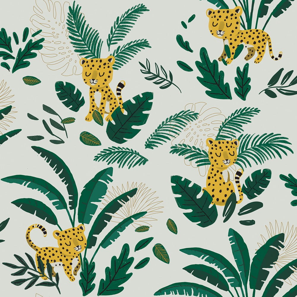 Gyerek tapéta 10 m x 50 cm Cheetah & Tropical Leaves – Lilipinso