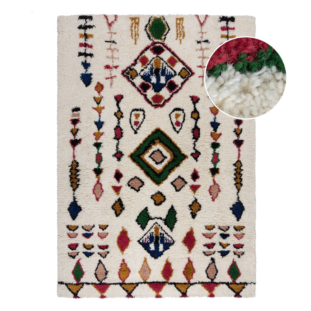 Krémszínű kézi szövésű gyapjú szőnyeg 160x230 cm Moroccan Fes – Flair Rugs