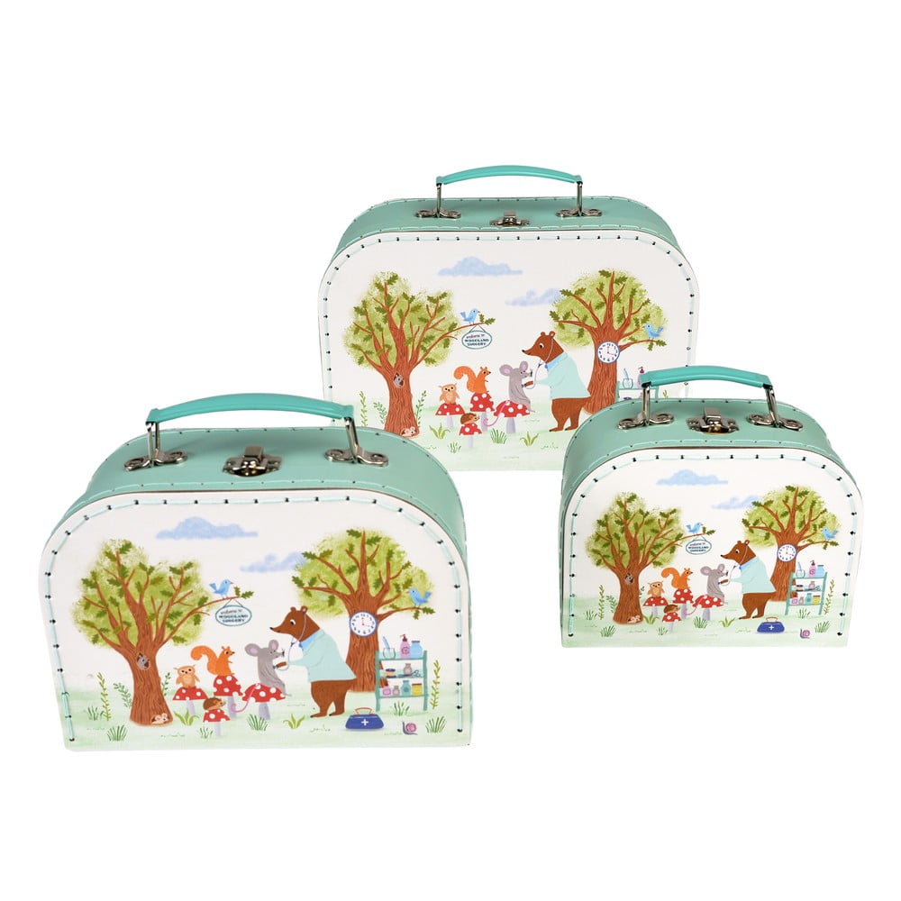 Karton játéktároló doboz szett 3 db-os 21x28x8 cm Woodland Friends – Rex London