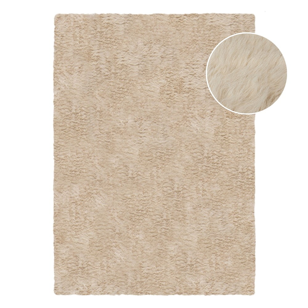 Bézs szintetikus szőrme szőnyeg 80x150 cm Alpine Faux Fur – Flair Rugs