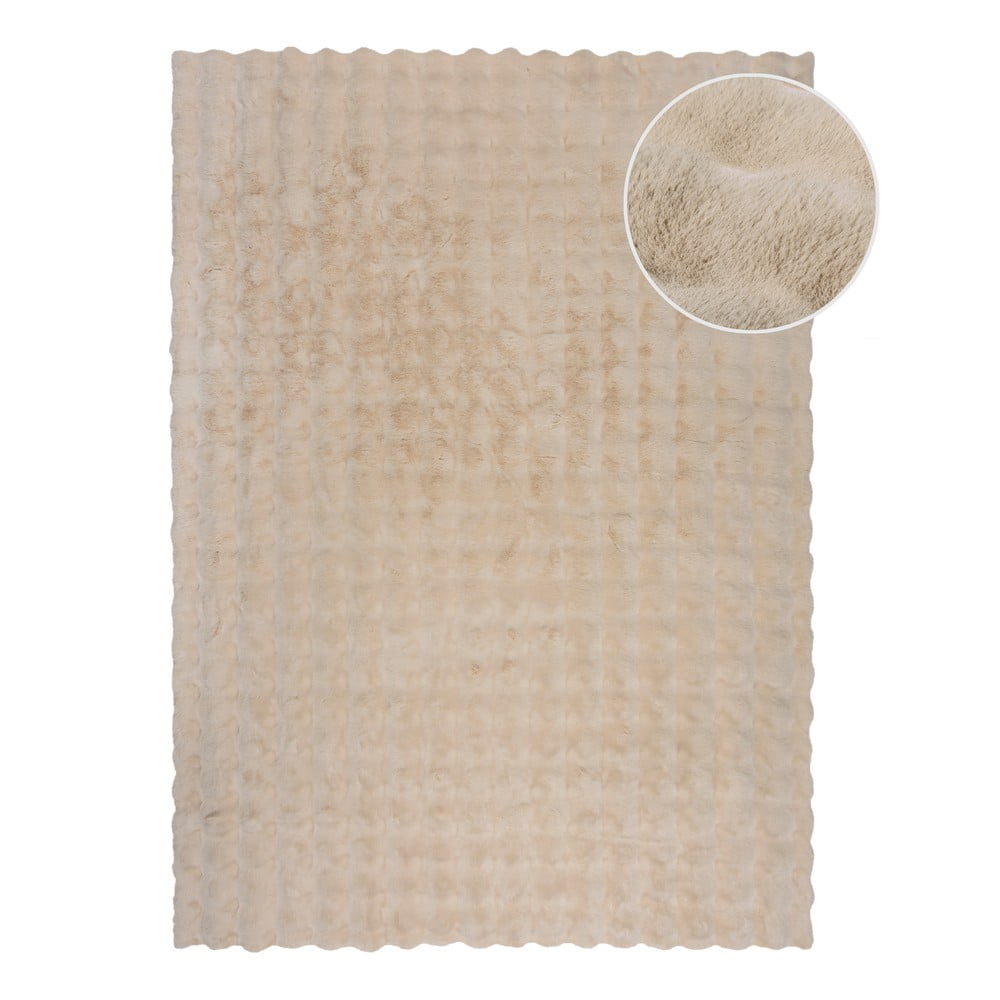 Krémszínű szintetikus szőrme szőnyeg 80x150 cm Waffle Faux Fur – Flair Rugs