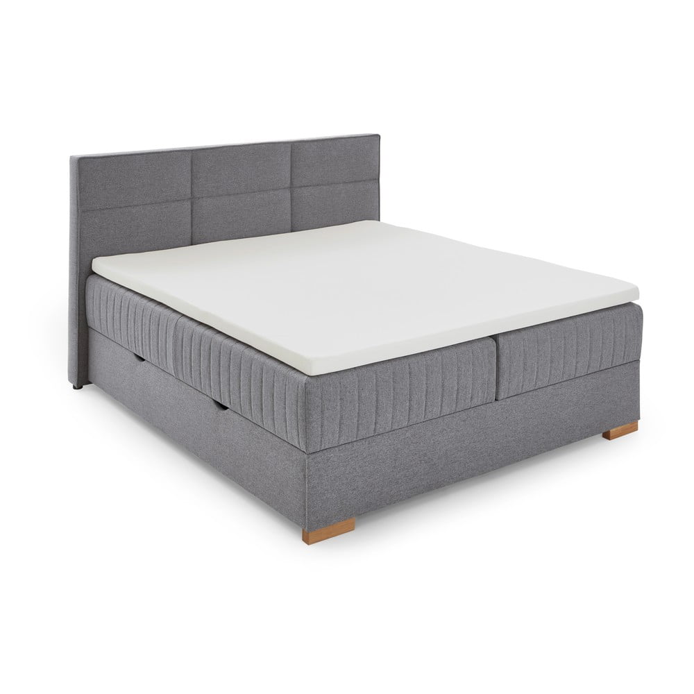 Szürke ágyneműtartós boxspring ágy 160x200 cm Tambo – Meise Möbel