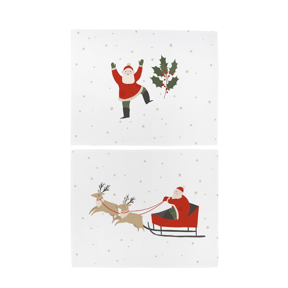 Textil tányéralátét szett 2 db-os karácsonyi mintával 35x47 cm Happy Santa – Butter Kings