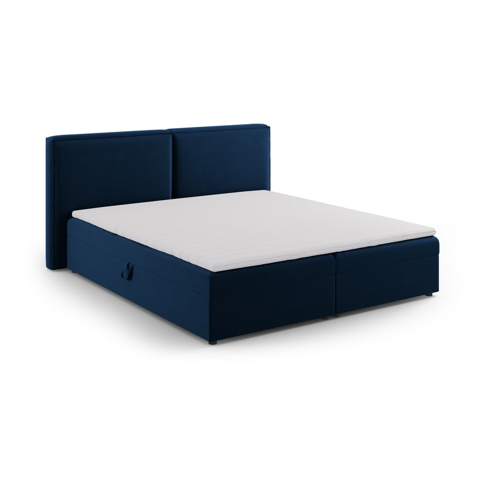 Sötétkék ágyneműtartós boxspring ágy 180x200 cm Arendal – Cosmopolitan Design