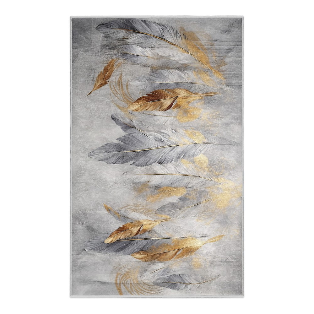 Szürke-aranyszínű mosható szőnyeg 160x230 cm Golden Feathers – Mila Home