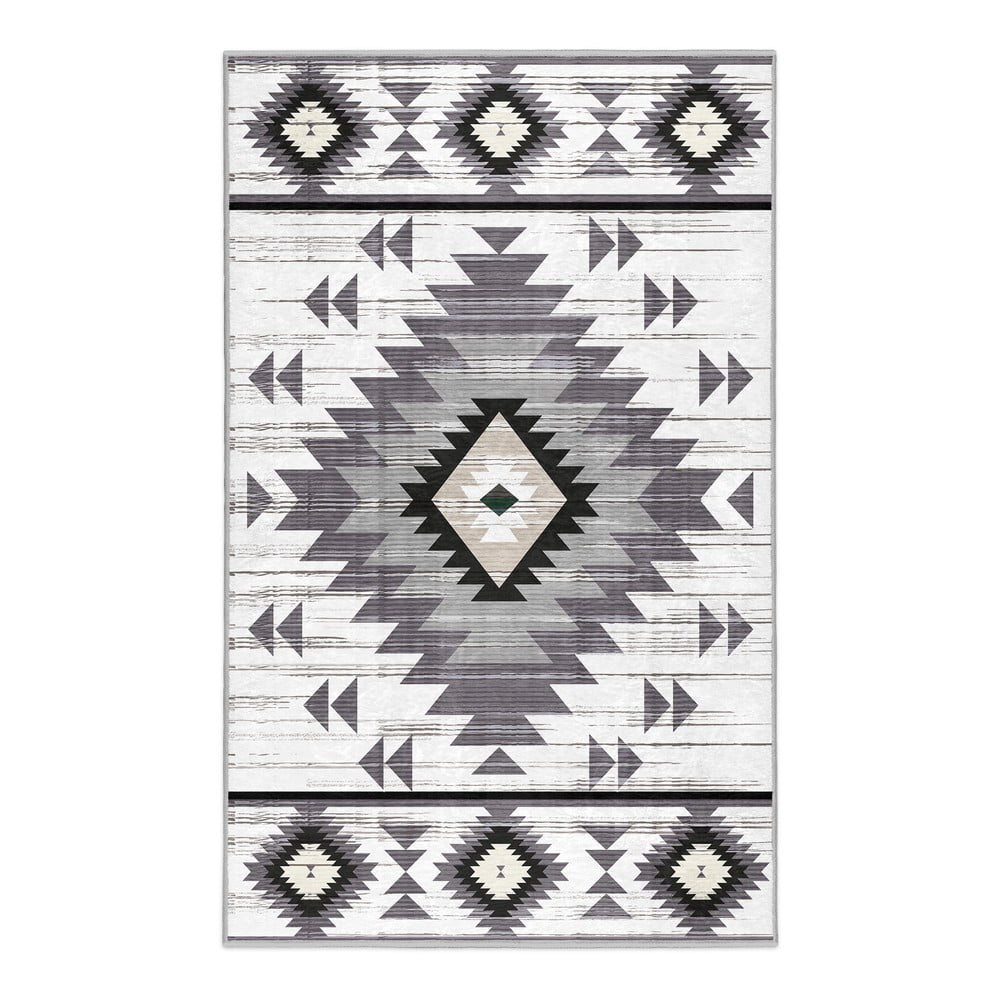 Világosszürke mosható szőnyeg 80x150 cm Ethnic Geo – Mila Home